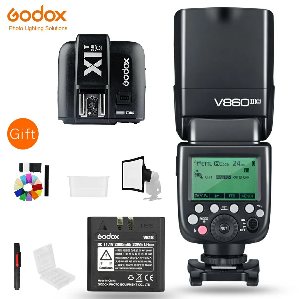 V860II-C for Canon Godox V860II+ X1 триггер V860II-C V860II-N V860II-S V860II-F V860II-O HSS ttl высокоскоростная вспышка для Canon sony Nikon Olympus Fuji - Цвет: V860II-C for Canon