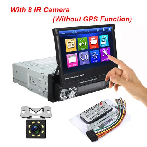 Camecho автомобильный стерео аудио Радио Bluetooth 1DIN " HD выдвижной сенсорный экран монитор MP5 плеер SD FM USB камера заднего вида - Цвет: With 12 LED Camera
