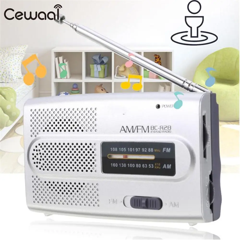Cewaal Мини карманный стерео BC R28 радио тонкий AM FM телескопическая антенна Приемник