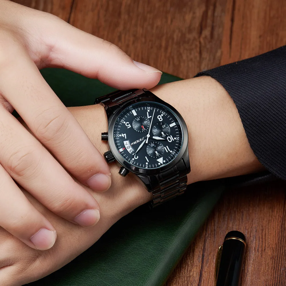 

SINOBI Mens Watches Top Brand Luxury Chronograph Wrist Watch Stainless Steel Brand Business Clock Man Watches Relogio Masculino
