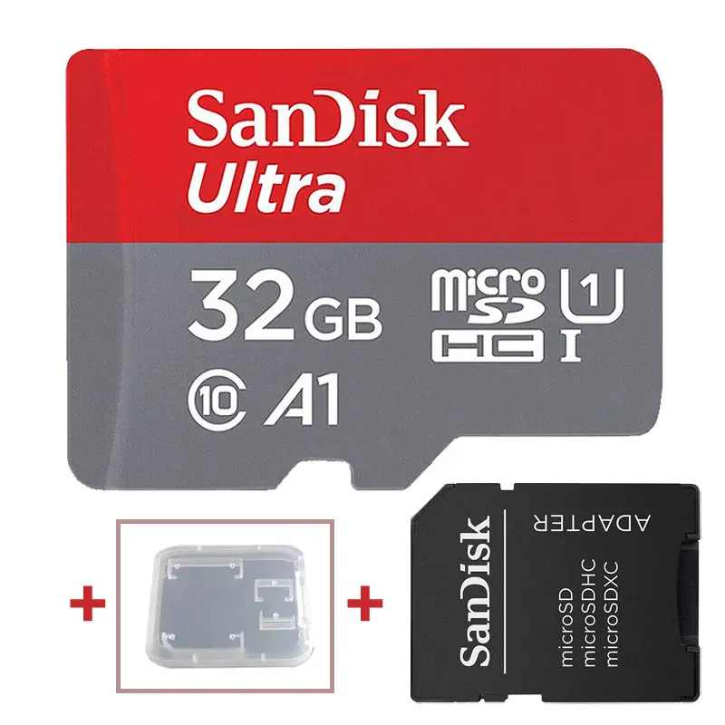 32GB-ADAPTER Карта памяти SanDisk, 64 ГБ, 32 ГБ, Micro SD карта, класс 10, 16 ГБ, 128 ГБ, 200 ГБ, 256 ГБ, Ultra A1, SDHC/SDXC, UHS-I, 98 МБ/s-100MB/s, tf-карты - Емкость: 32GB-ADAPTER