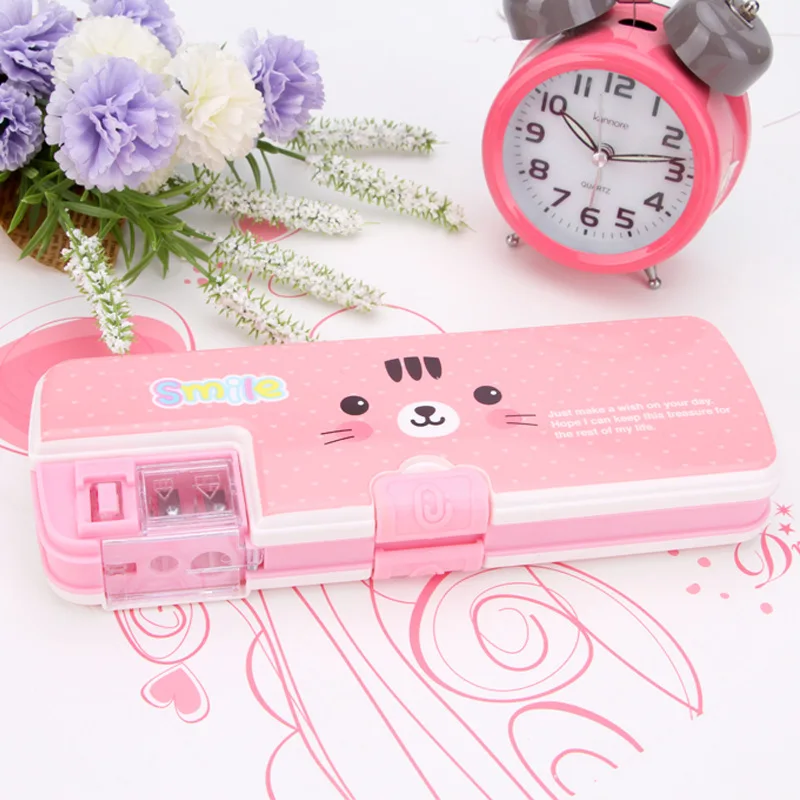 Пенал новый креативный четырехцветный милый пенал с мультяшным рисунком