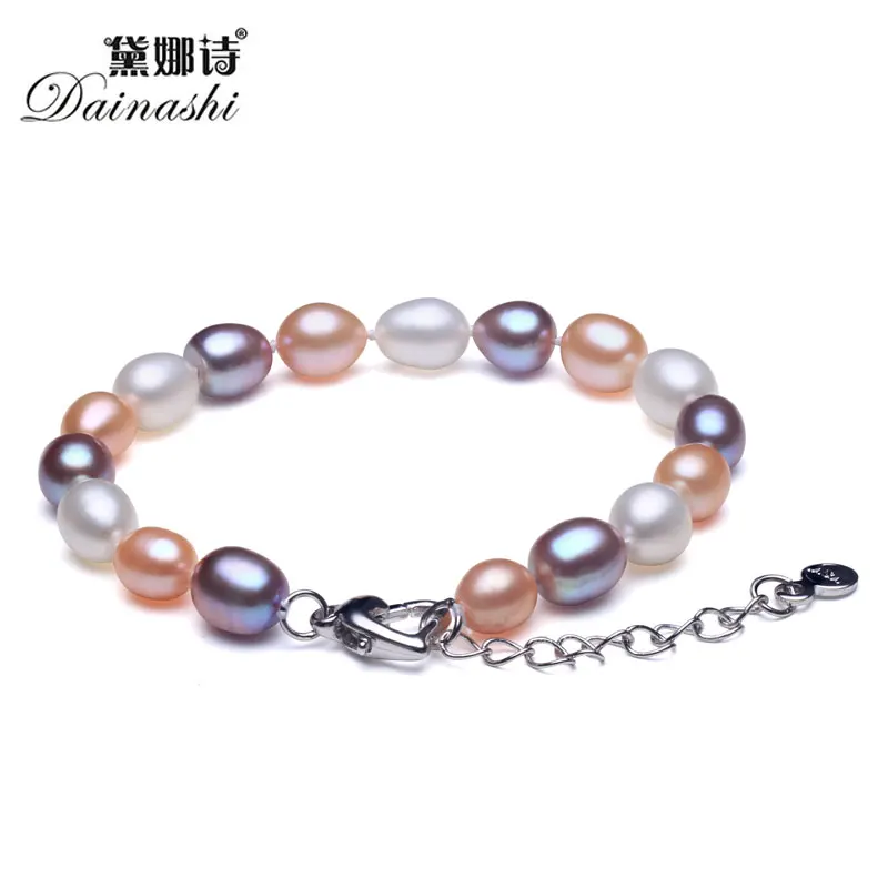 Элегантный микс 100% натуральный пресноводный жемчуг женский Strand браслет из