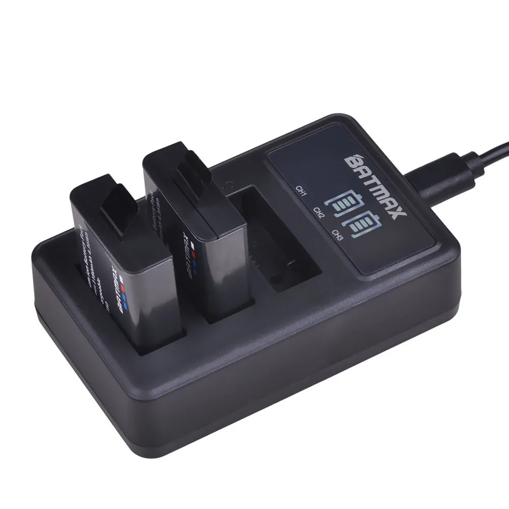 Batmax 2 шт. PG1050 батарея для камеры + LED 3 слота USB зарядное устройство SJCAM SJ4000 WiFi SJ5000 Plus