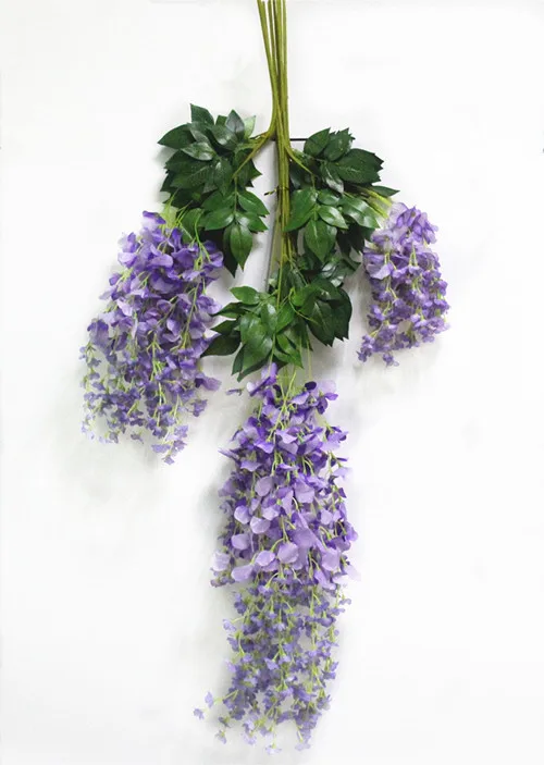 light purple 110cm Вистерия искусственная цветы Свадебная вечеринка фестиваль Декор Цветы Сад Висячие растения лоза 110 см 12 шт./лот - Цвет: light purple 110cm