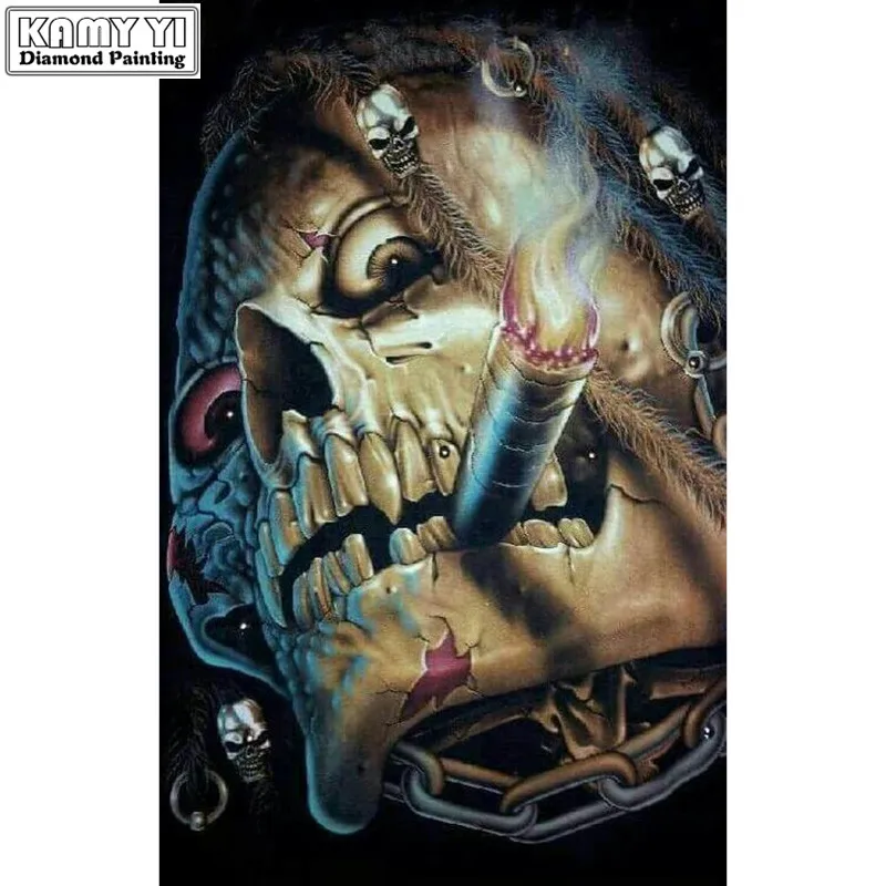 Полная квадратная/круглая вышивка 5D &quotсделай сам&quot алмазная череп 3D крестиком