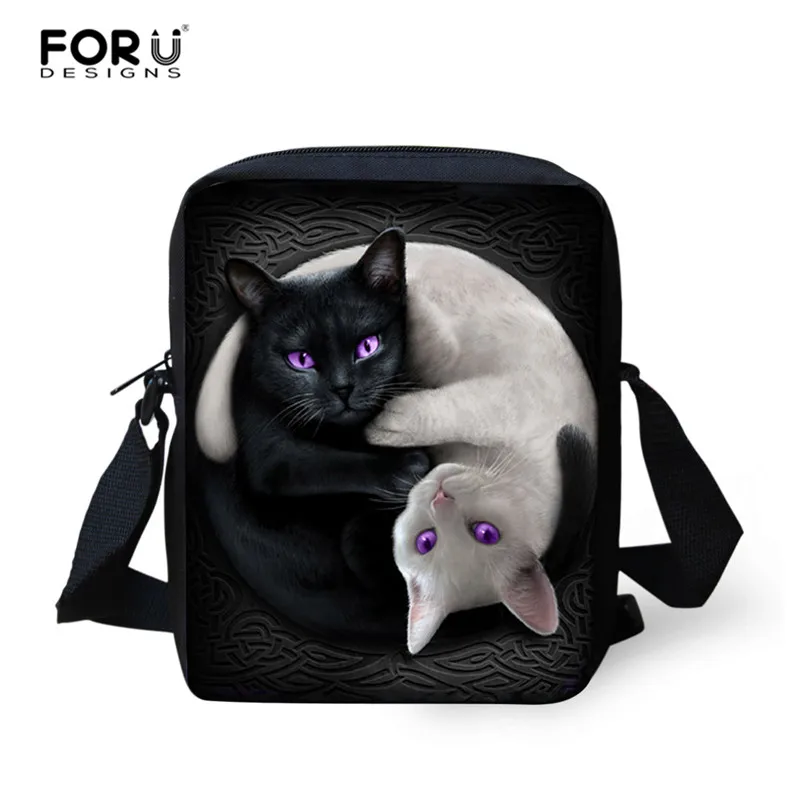 FORUDESIGNS/черные школьные сумки с принтом кота Детские рюкзаки для подростков девочек легкие школьные сумки детские школьные сумки для мальчиков - Цвет: L5070E