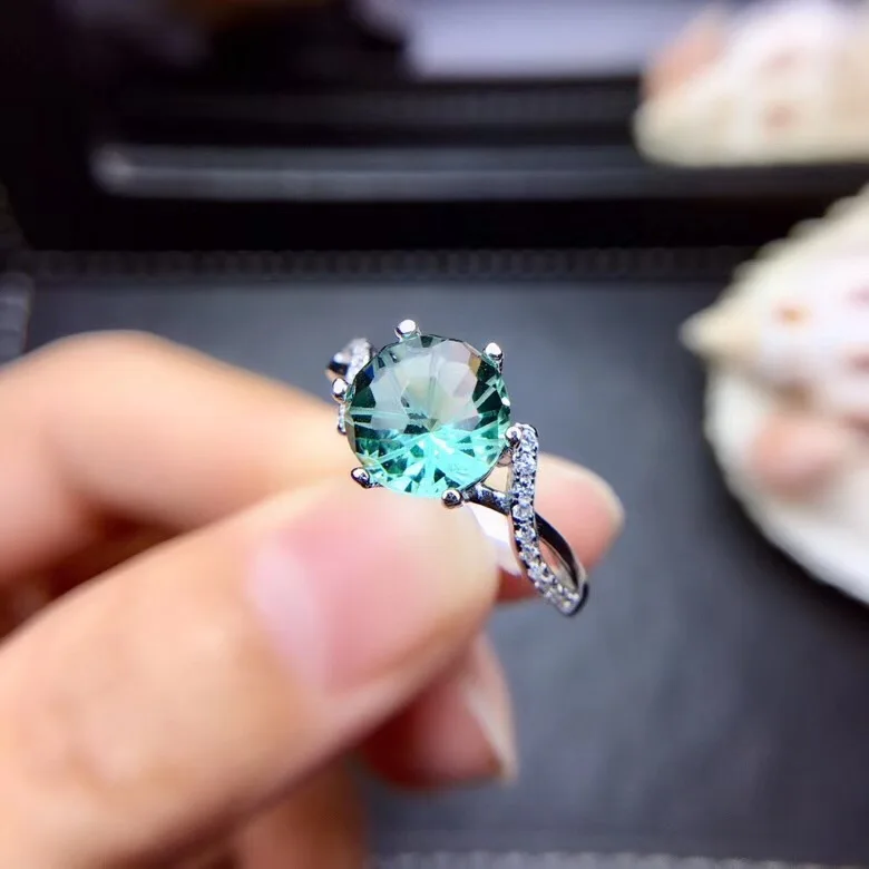Элегантное Кольцо фейерверк с зеленым кварцем блестящее кольцо серебряными