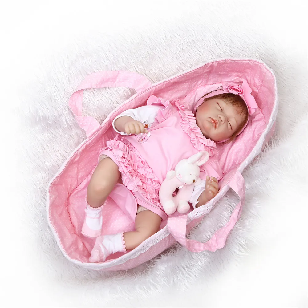 

Bebe реальное возрождение куклы 22 "55 см силиконовые куклы для новорожденных роскошные розовые спальные корзина для кукол reobrn игрушки подарок ...