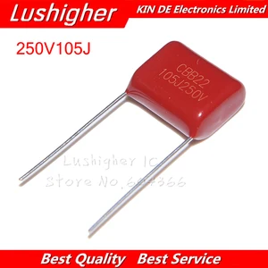 Конденсатор полипропиленовый, 10 шт., 250V105J, шаг 15 мм, 250 В, 105J, 105, 1 мкФ, 105J250V, CBB