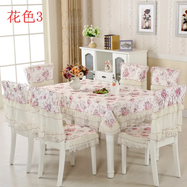 

13pcs/Set of Table Cover Chair Cover and Chair Mat Pastoral Style Rectangular Tablecloth Dust Proof Table Cloth Home Decoration