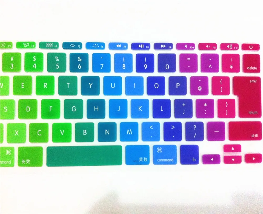 Japanese JP keyboard Rainbow English Letter Keyboard Cover Skin Protector 100X For Apple MacBook Air 11&quot 11.6 Mac book | Компьютеры и