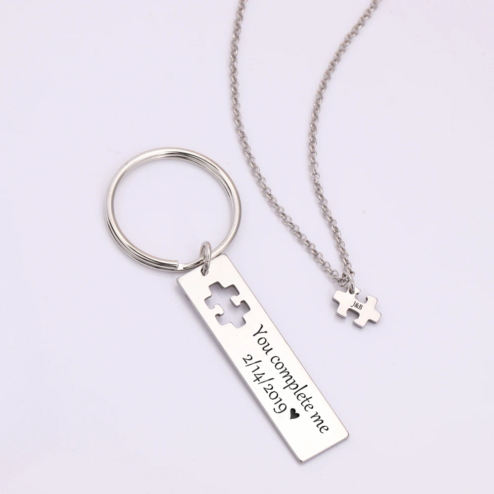 Вы завершите меня гравировкой и датой заказной брелок ожерелье для пары