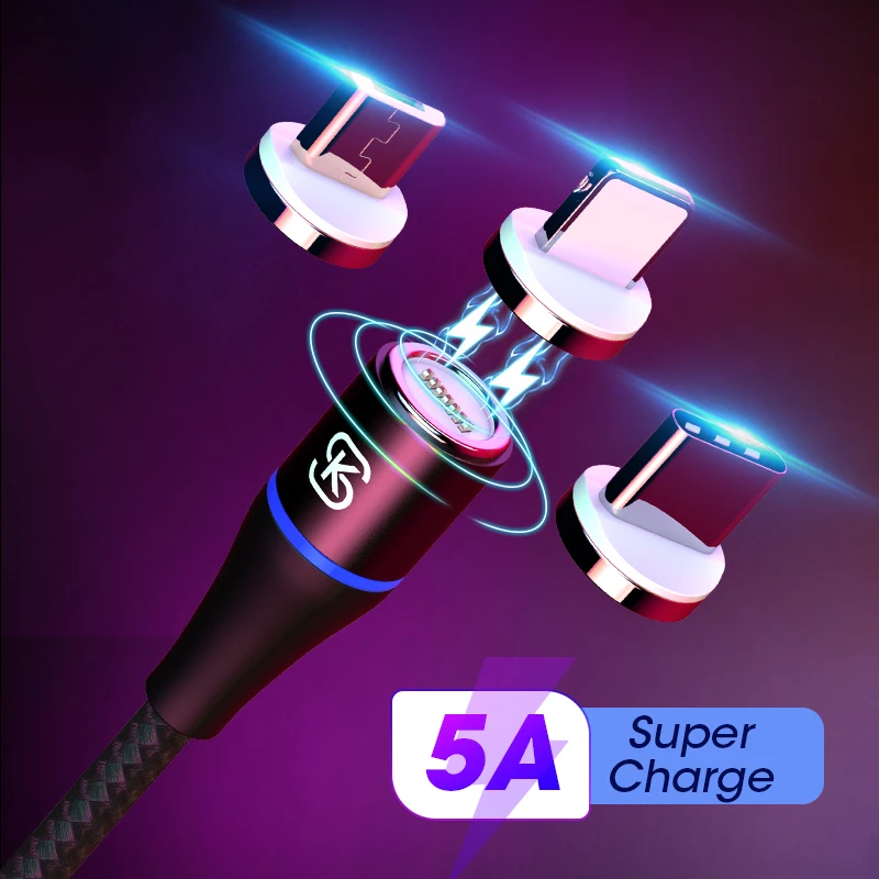 Магнитные кабели micro usb c data SIKAI 3 в 1 5A 3A Сверхбыстрая Зарядка для iphone huawei moblie