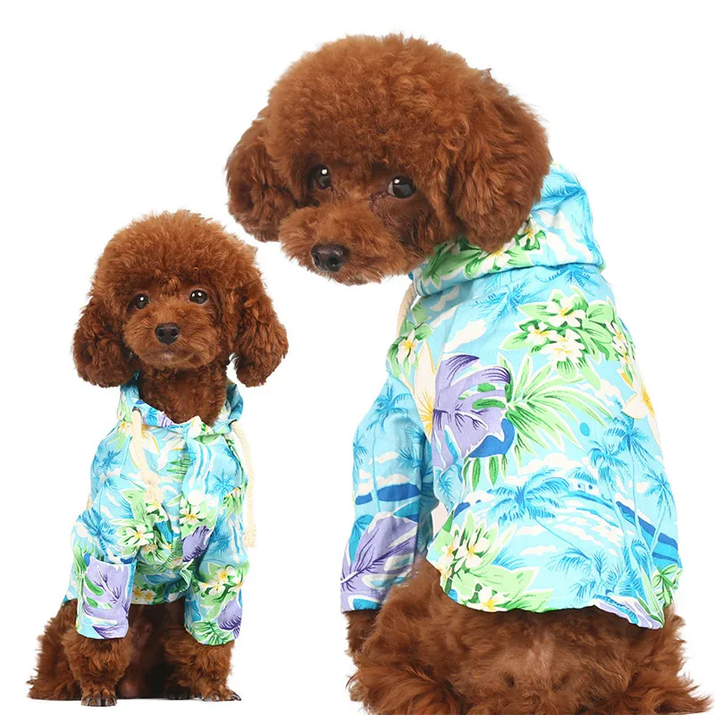 

Dog Cloths For Small Dogs Summer Beach Dog Shirts Fabric Soft Pets Cat Vest Short Sleeve Floral Small Puppy Costume Pet Supplies