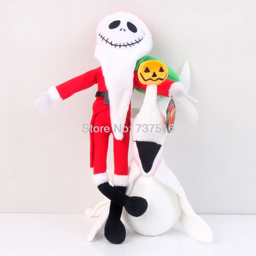 Set Of 2Pcs New The Nightmare Before Christmas Zero 8'' Jack Skellington's ghost dog &amp 12'' Edition Plush Stuffed Toys |