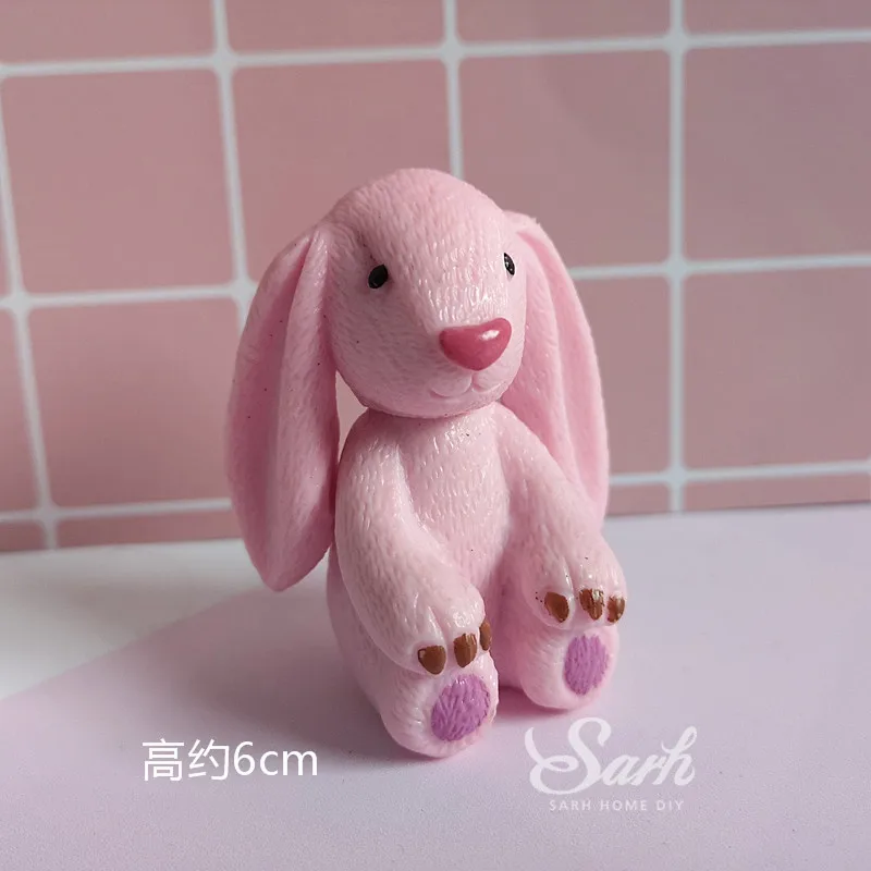Pink Rabbit B Ins Bling розовый синий кролик Hairball Сердце торт топперы для ребенка день рождения украшения десерт прекрасный подарок - Цвет: Pink Rabbit B