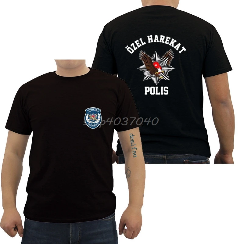 Модная черная футболка с коротким рукавом Новая Турецкая Polis Ozel Harekat Special Force