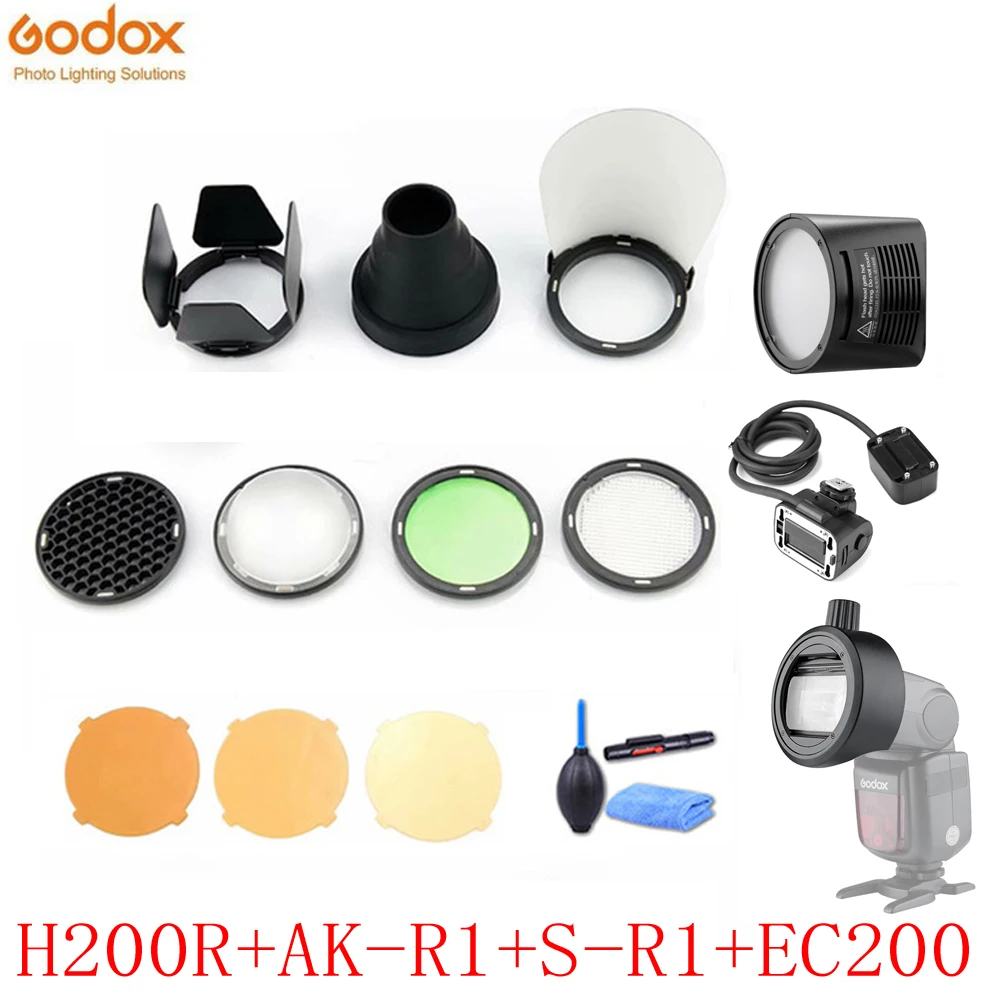 Вспышка Godox H200R с кольцевой головкой + Горячий башмак EC200 Адаптер для вспышки Speedlight