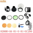 Вспышка Godox H200R с кольцевой головкой + Горячий башмак EC200 + Адаптер для вспышки Speedlight для вспышки Godox AD200 + аксессуары для фотовспышки