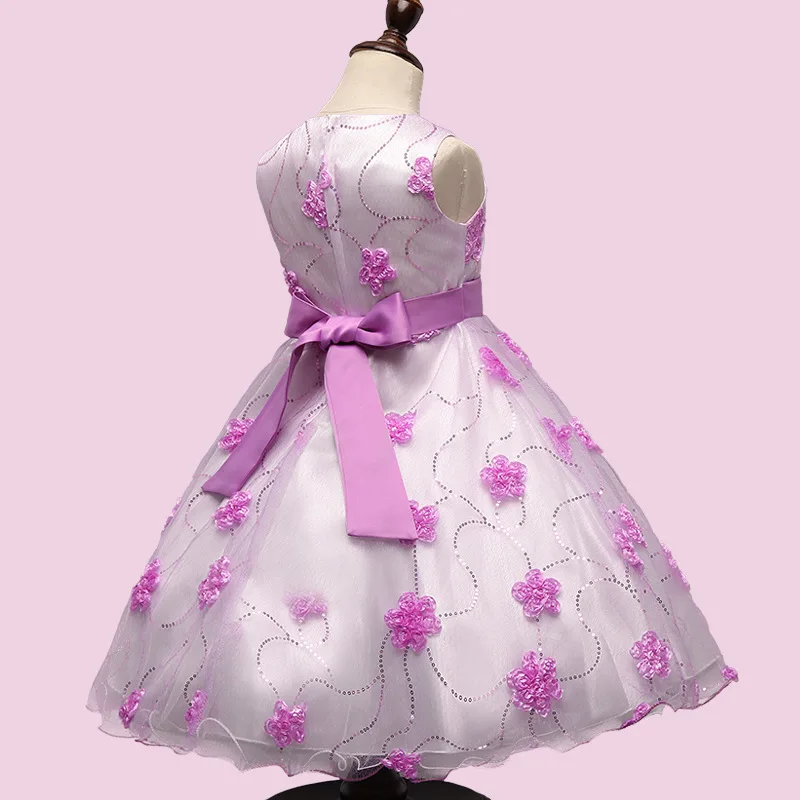 Платье для маленьких девочек новый Лето 2017 г. Дети цветы Принцесса вечеринка