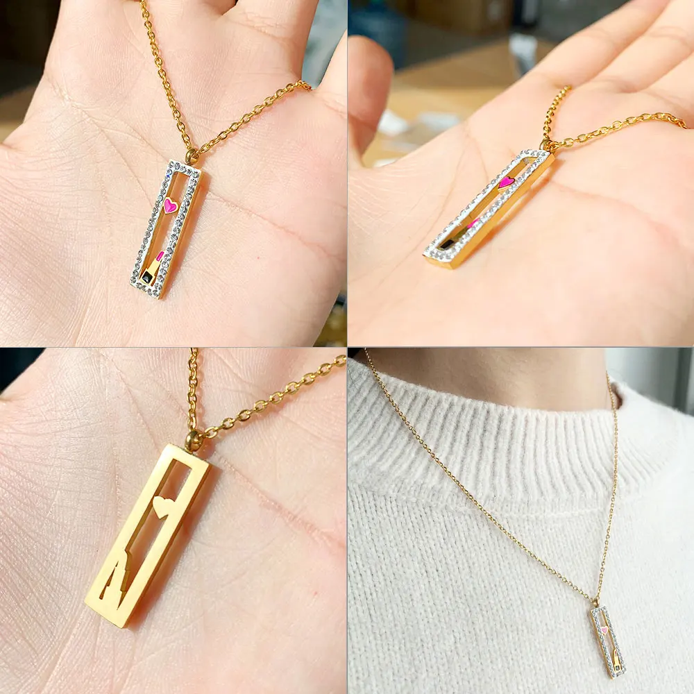 Модное женское ожерелье с кулоном из циркона FINE4U N071 цепочка золотого цвета