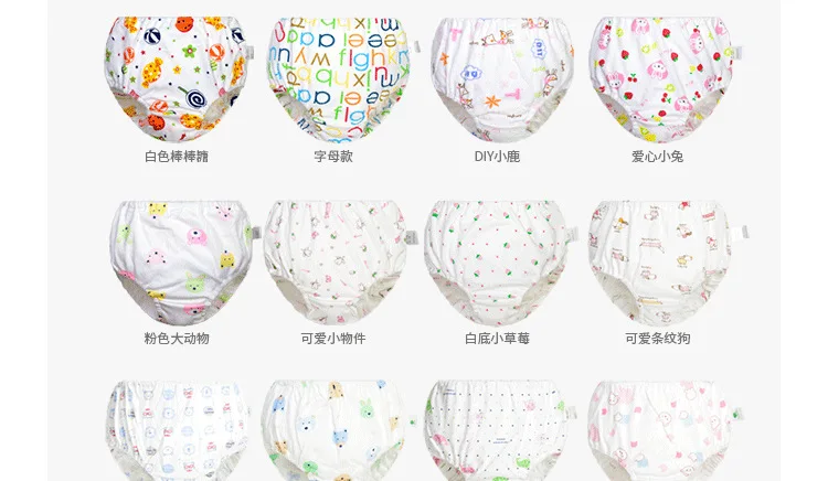 0-7Y Baby Girls Panties Toddler Boys Underwears Infant Cotton Training Reusable Nappy Washable Diapers Cover Cartoon Bread Pants
