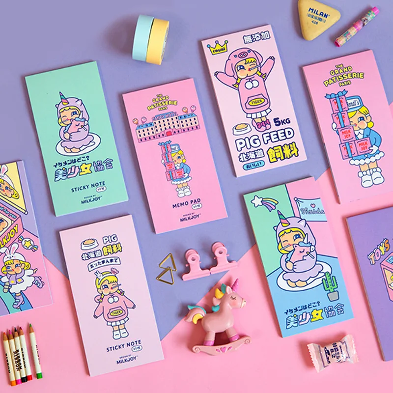 1 Набор из блакнота для бумаги заметок на клейкой основе Kawaii Единорог девочек Diy