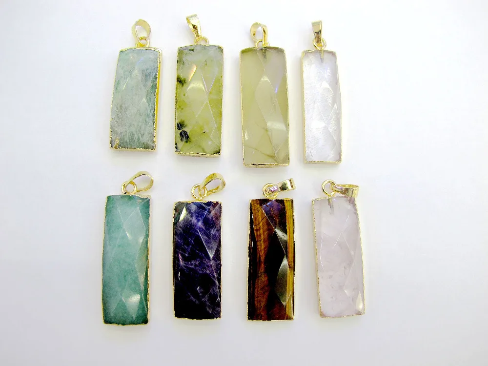 

New Arrived!Mixed Stone Pendant Clear Quartz Amethyst Faceted Gem stone Pendant necklace pendant 10pcs/lot