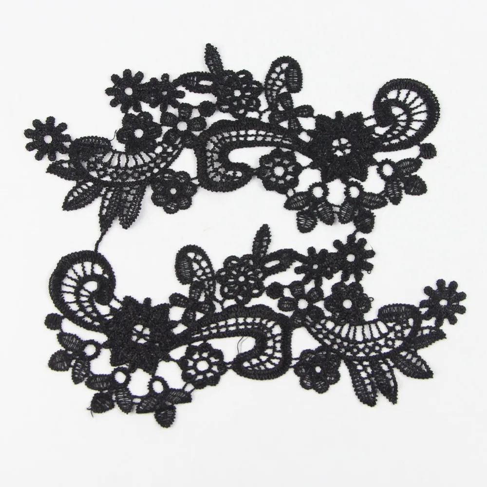 1 пара Черная аппликация с кружевной отделкой полиэстер шнур кружевная ткань