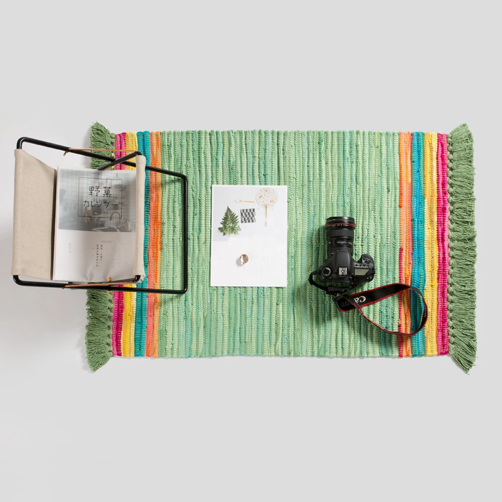 100% хлопок ручной работы ковер коврик геометрический индийский плед полосатый