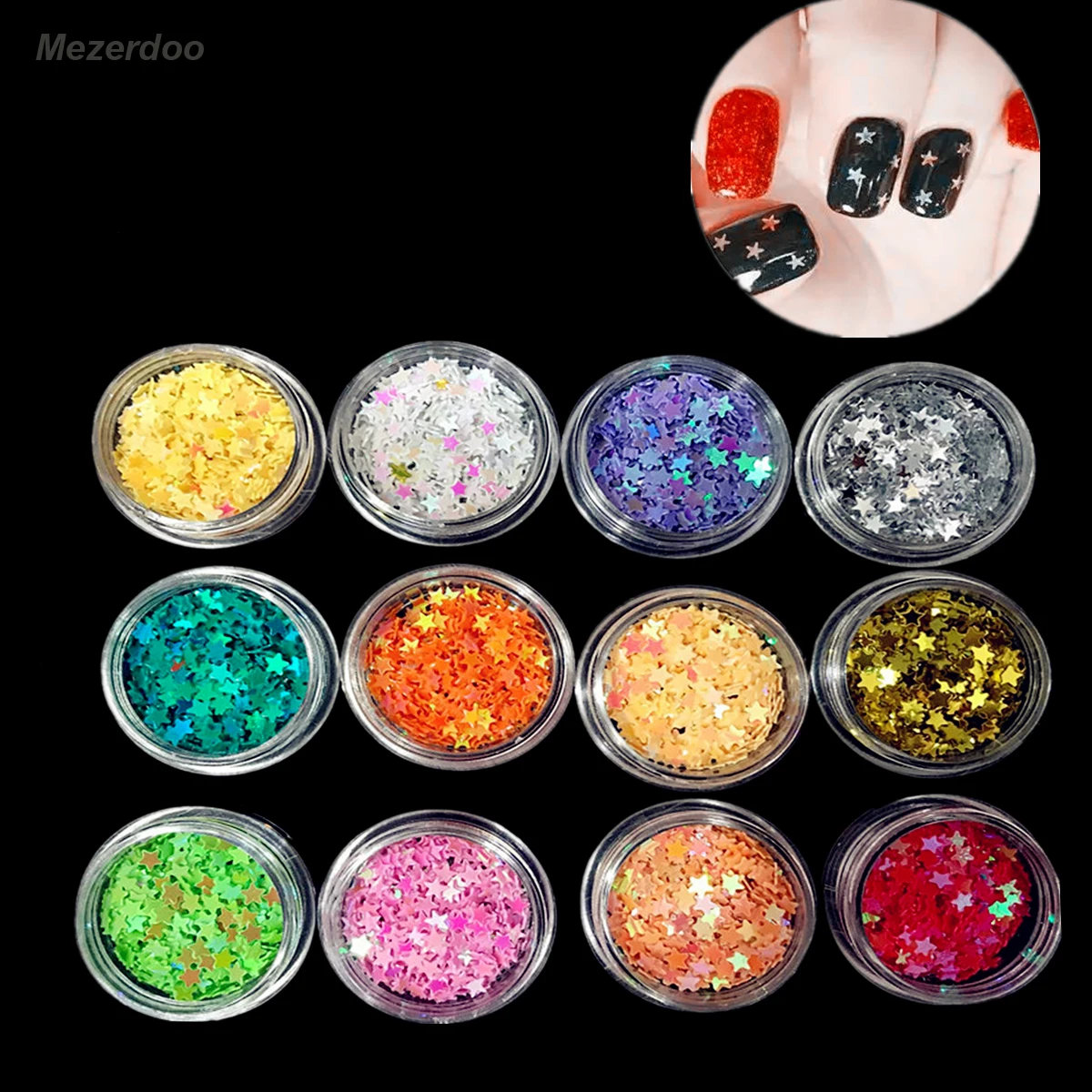 Звездный Пентагон Блестящие Блестки звезда блестки для ногтей 12 шт. красочные