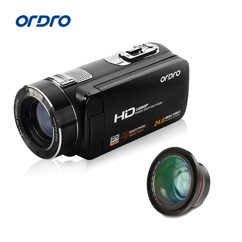 Ordro цифровая видеокамера HDV Z8 Plus 1080P 30fps FHD с супер широкоугольным объективом