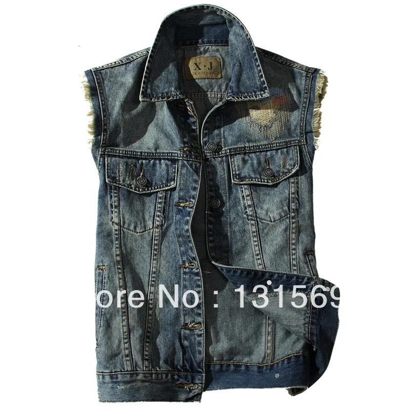 men's sleeveless jean short jacket 