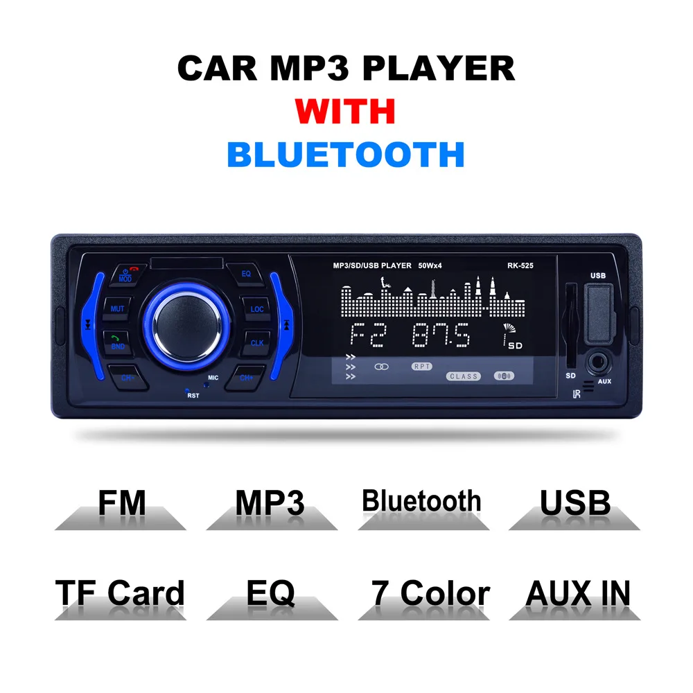 1 Din Автомобильный MP3 плеер с Bluetooth аудио приемником FM радио Поддержка