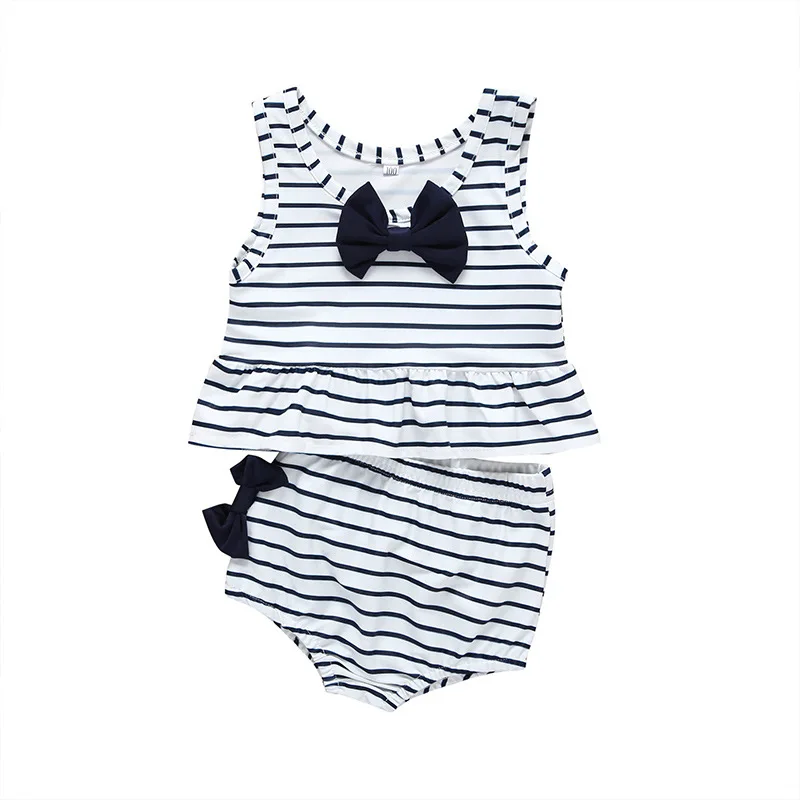 

2023 new tops Summer Swimming mother baby girl clothing with the Butterfly Knot cotton children girls outfits