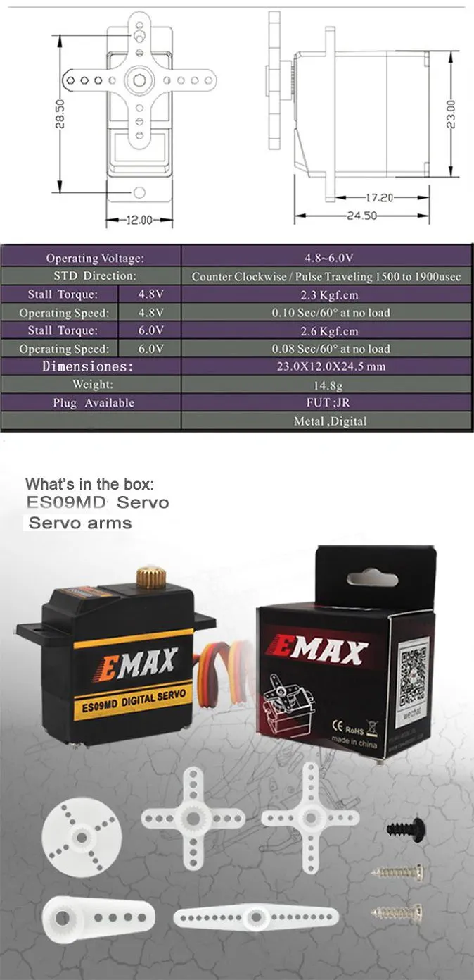 4/Redmi 2/1 шт. EMAX ES09MD цифровая Swash сервопривод для 450 Вертолет с металлическим Шестерни для Ду вертолётом и квадрокоптером дроном игрушки Запасные Запчасти