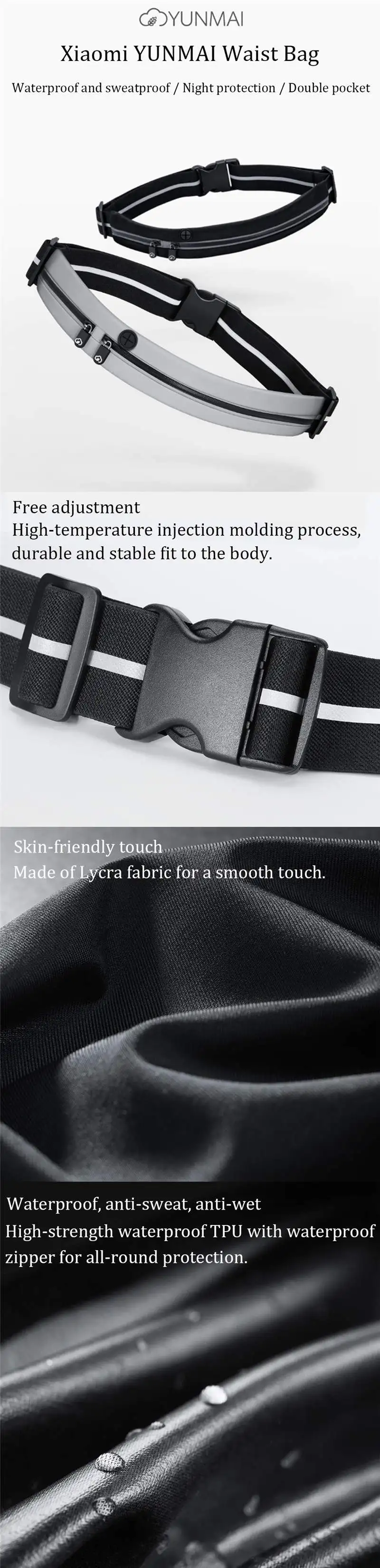 Xiaomi поясная сумка Fanny Yunmai скрытый Креативный дизайн Водонепроницаемый Sweatproof сумка Saft светоотражающий ремень для мужчин и женщин
