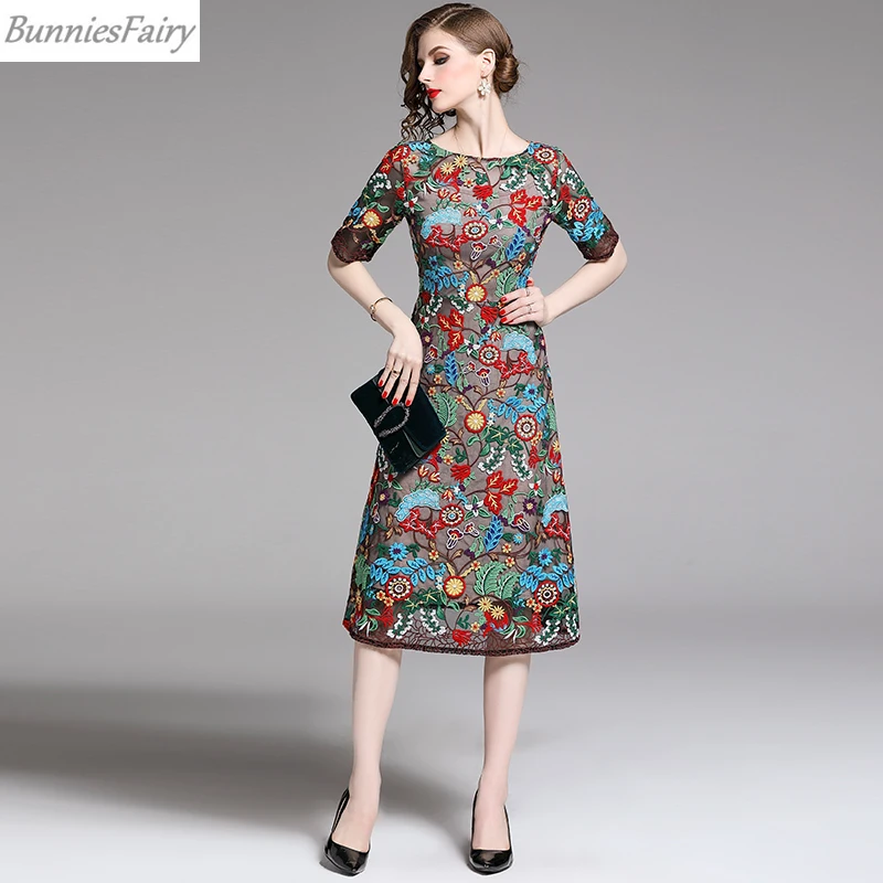 BunniesFairy 2019 летнее Новое тяжелое промышленное винтажное платье миди с цветочной