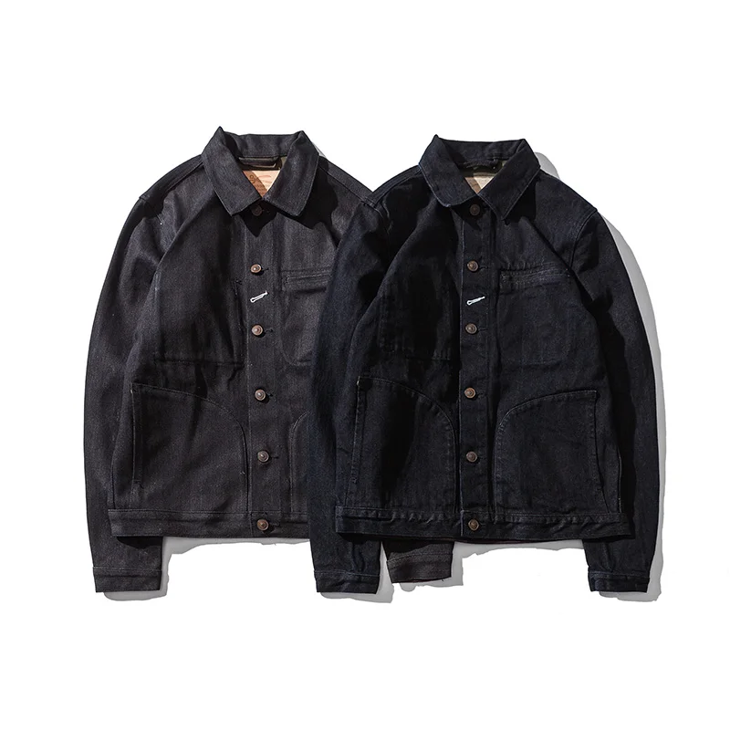 

2019 Spring Autumn Dark Blue Clothing Denim Jacket Man Slim Jeans Jacket Outwear