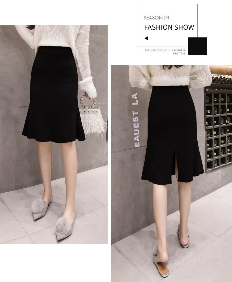Faldas mujer moda Новая мода осень Русалка рыбий хвост длина до колена искусственный шелк трикотажная сексуальная высокая талия обёрточная повязка юбка