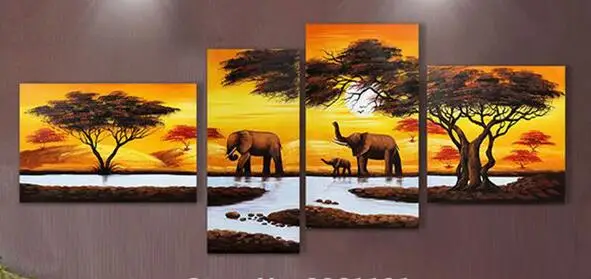 1 ручная роспись аннотация африка слоны пейзаж картина маслом холст стены