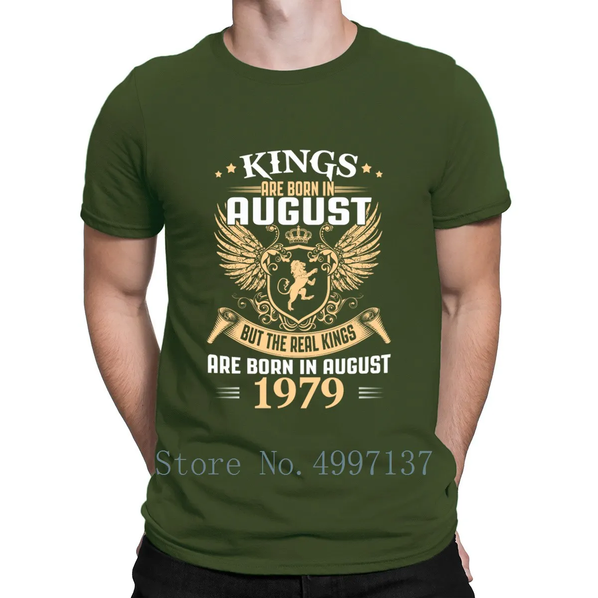Футболка с круглым вырезом из хлопка надписью &quotKings Legends&quot &quotBorn в августе
