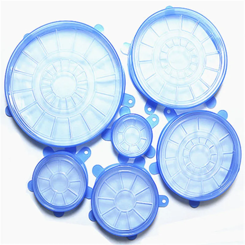 

6PC Microwave Heat Resisting Reusable Fresh Keeping Sealed Silicone Food Cover Fridge Silicone Seal Vacuum Universal Stretch Lid