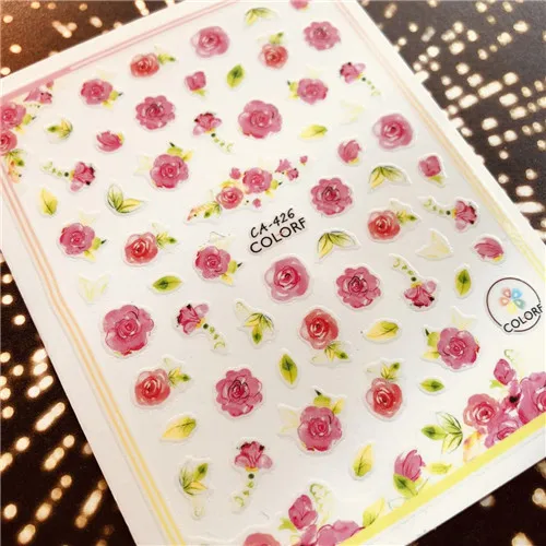 Наклейки для ногтей розовые красные CA-462 стикеры 3d на ногти nail art | Красота и