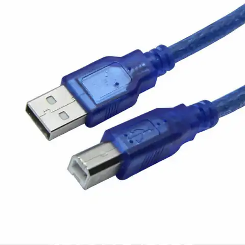 Кабель USB 2.0/USB-B, с двойной защитой, для подключения принтера, высокоскоростной, прозрачный, синий
