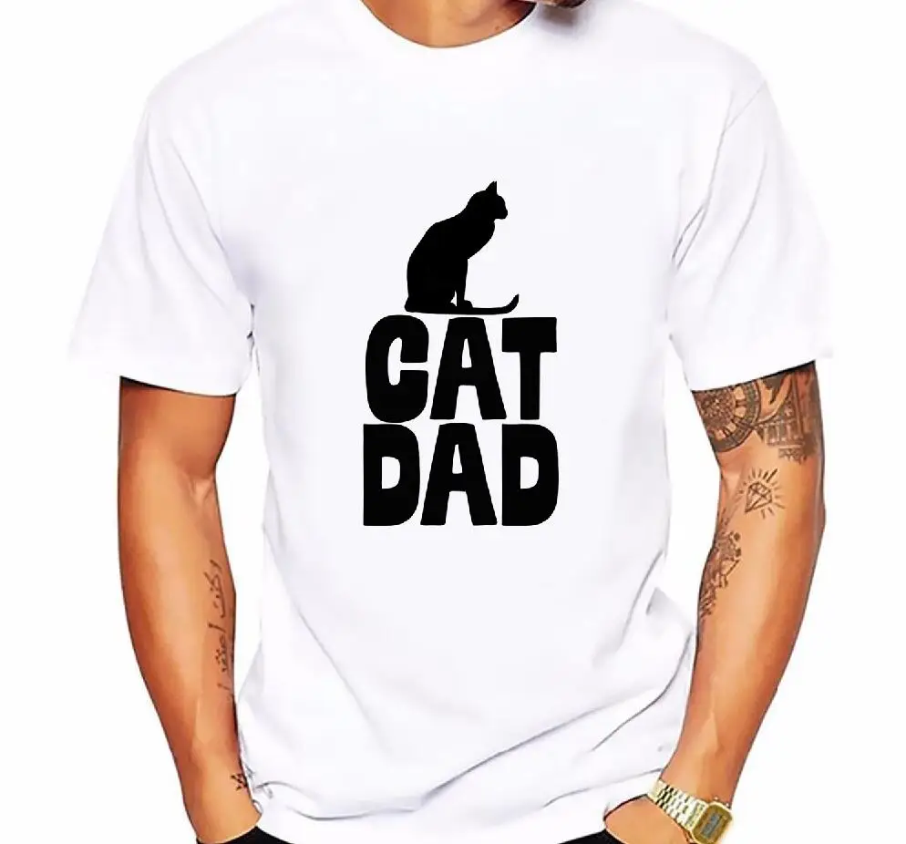 Черная кошка Мужская футболка Забавный принт Кот в руках письмо мужская летняя