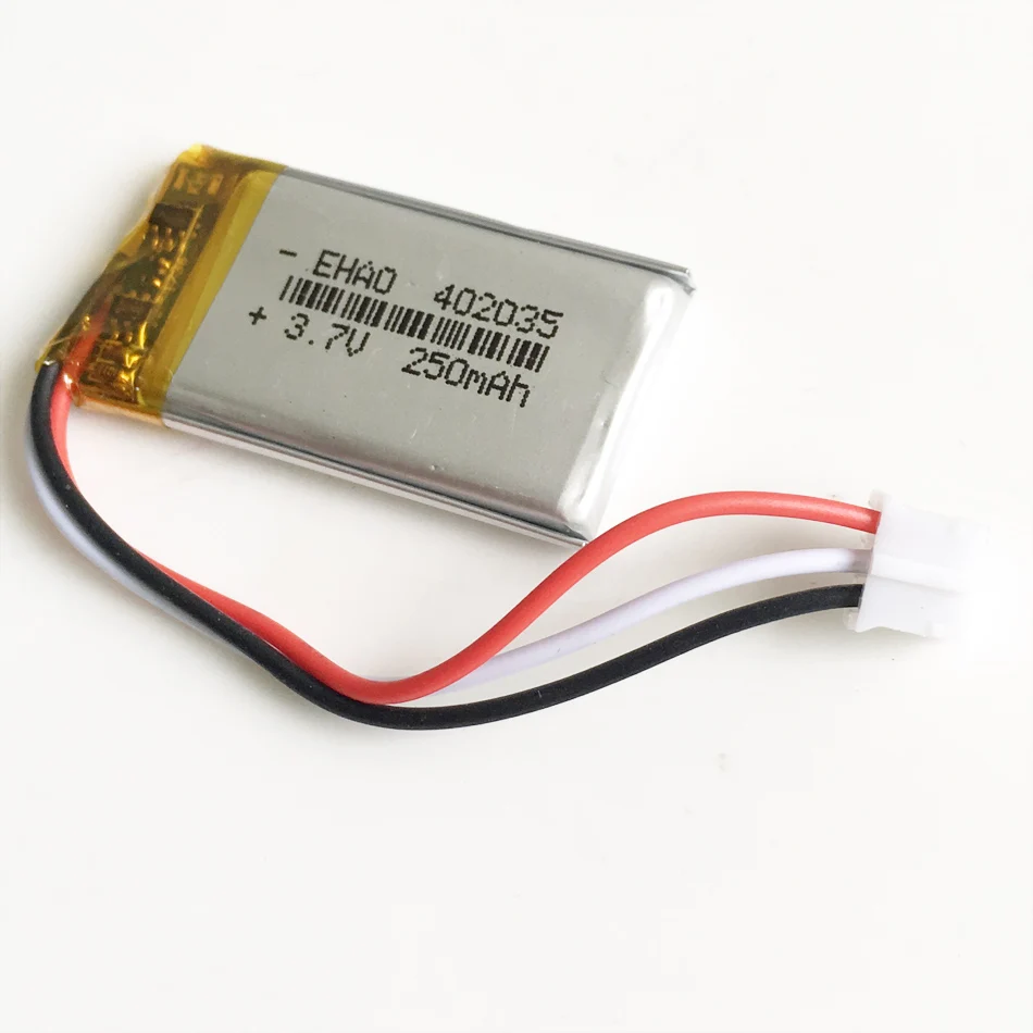3 7 V 250mAh 402035 литий полимерная LiPo аккумуляторная батарея JST PH 2 0 мм 3pin разъем для GPS Mp3