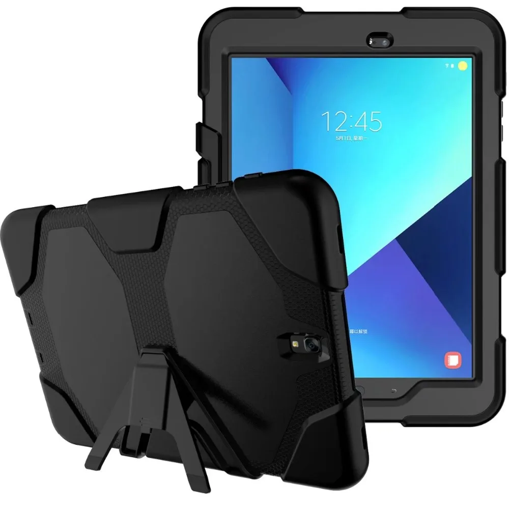 

Модный силиконовый + поликарбонатный Жесткий Чехол-подставка для Samsung Galaxy Tab S3 9,7 T820 T825, чехол-книжка из искусственной кожи с пленкой для план...