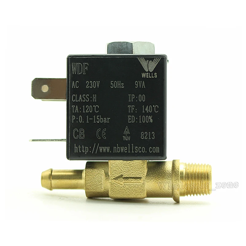 Нормально закрытый канюля N/C 2/2 ходовой клапан AC 230V G1/8' латунь паровой воздушный генератор воды Электрический Соленоидный клапан кофеварки